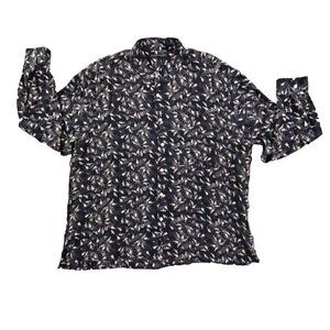 Arnold Zimberg Vintage Silk Shirt Men's Size XL Blue Musical Instruments AOP EUC